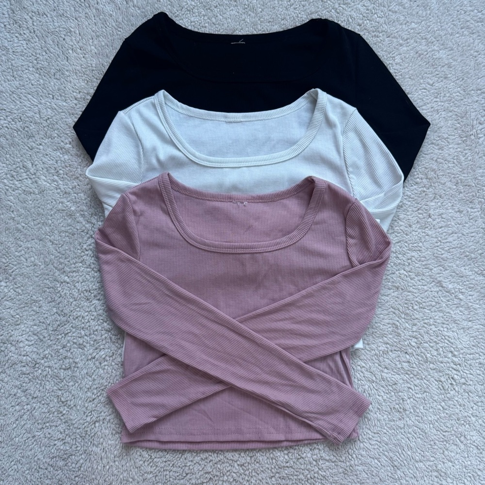 Women’s XS Ribbed Crop Too 3 Pack-Pink, Black, White